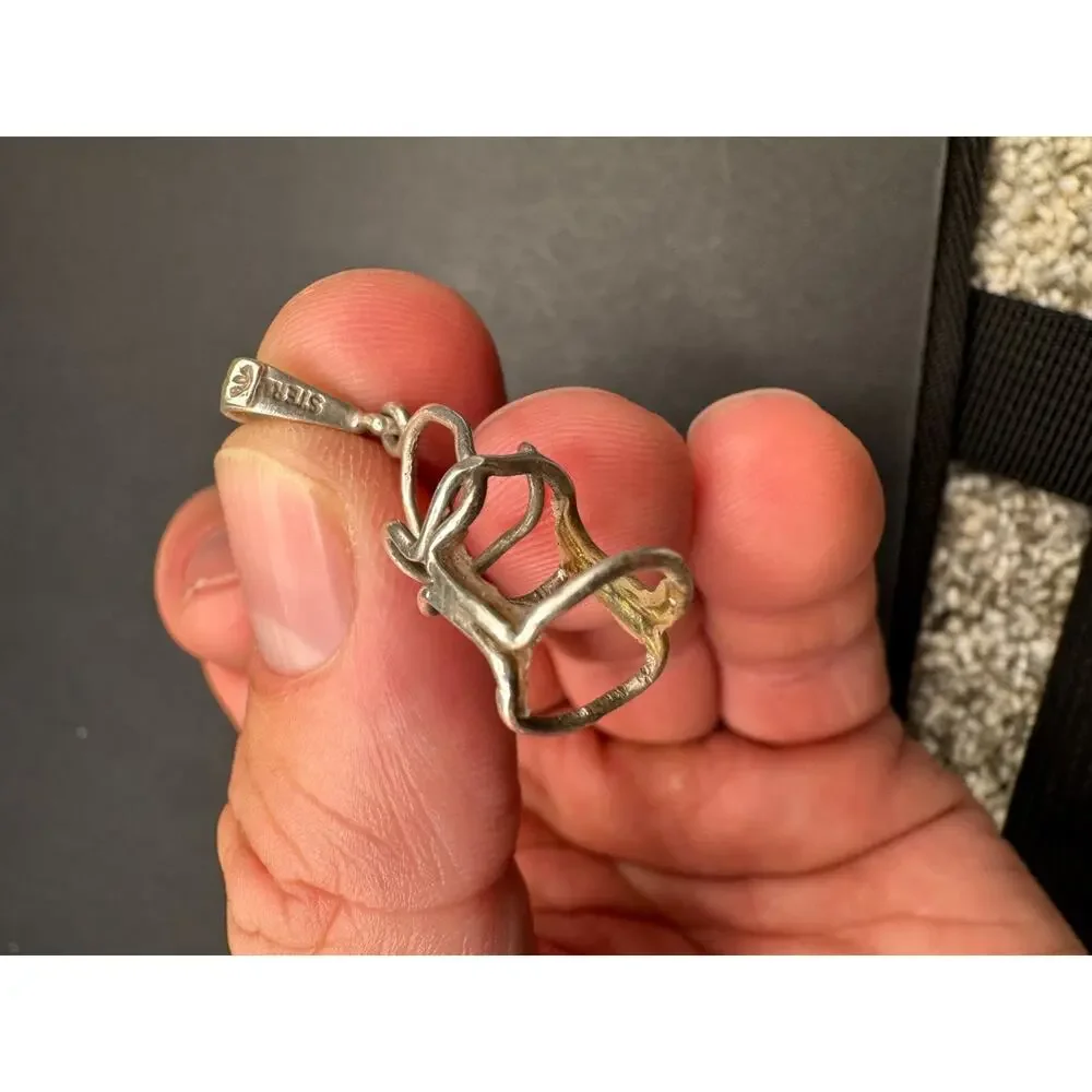 Vintage Signed Sterling Silver 925 Abstract Modernist Charm Pendant 0.43